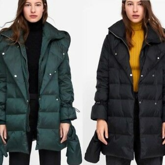 zara khaki puffer jacket